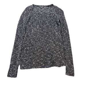 Ann Taylor Marled Wool Blend Knit Raglan Sweater Women's Size XS Black White